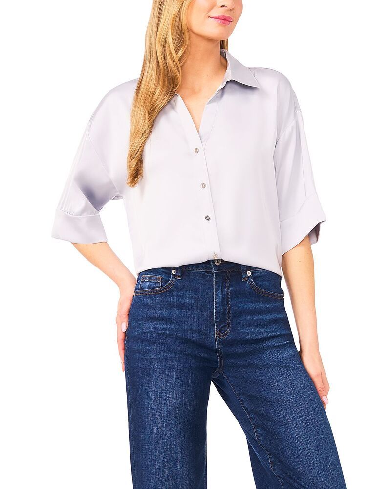 セセ レディース トップス シャツ CeCe Dropped Shoulder Boxy Shirt Blue Pearl パール