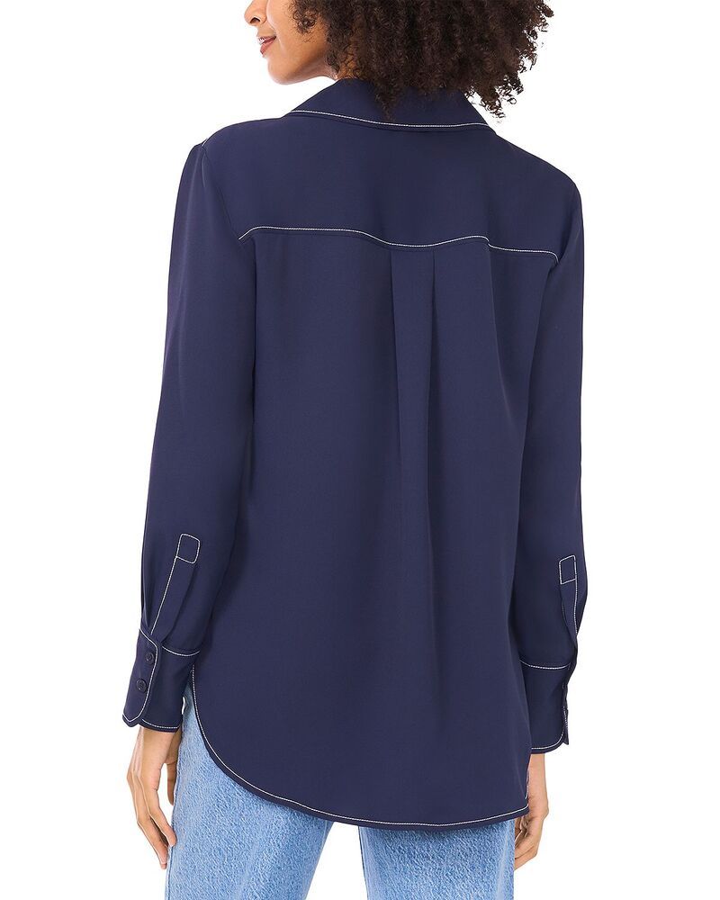 ヴィンスカムート レディース トップス シャツ ブラウス VINCE CAMUTO Half Placket Blouse Classic Navy ネイビー｜長袖