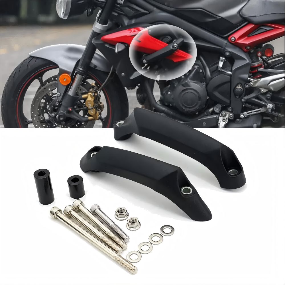 【送料無料】トライアンフ(Triumph) Street Triple 765 R/S/RS用アルミエンジンスライダー(フレームプロテクター)ブラック 耐衝撃・転倒保護・軽量高剛性 簡単取付 ドレスアップ効果抜群