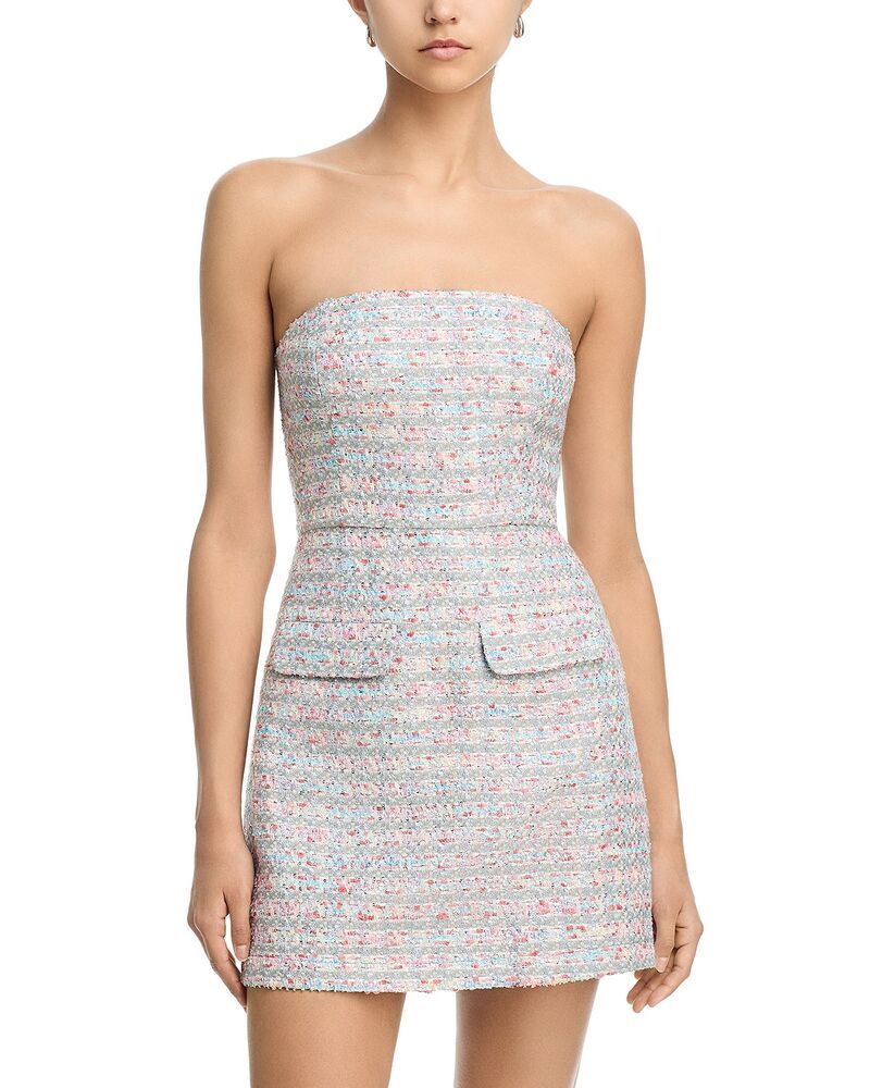 アクア レディース トップス ワンピース ミニ ツイード ストラップレス AQUA Tweed Strapless Mini Dress Exclusive Pastel