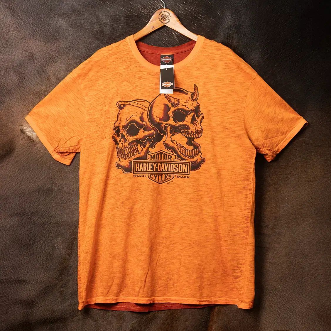 115 ハーレーダビッドソン ダブル DIVE スカル ロゴ 半袖 Tシャツ 未使用 靴