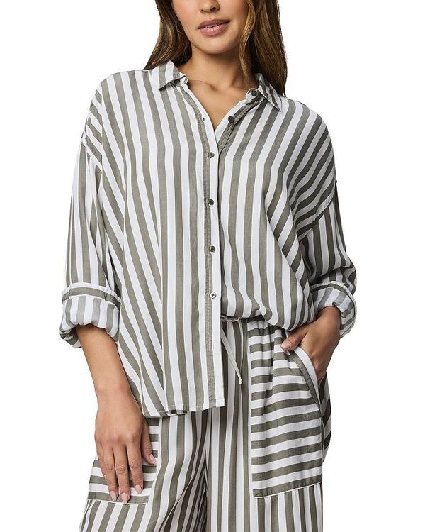 スプレンディット レディース トップス シャツ ボタンダウン Splendid Ella Striped Button Down Shirt Soft VobWhite ホワイト