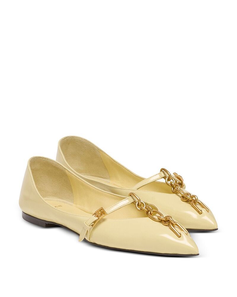 バルマン レディース シューズ パンプス Balmain Womenshiny Sync Ballet Flats Yellow イエロー