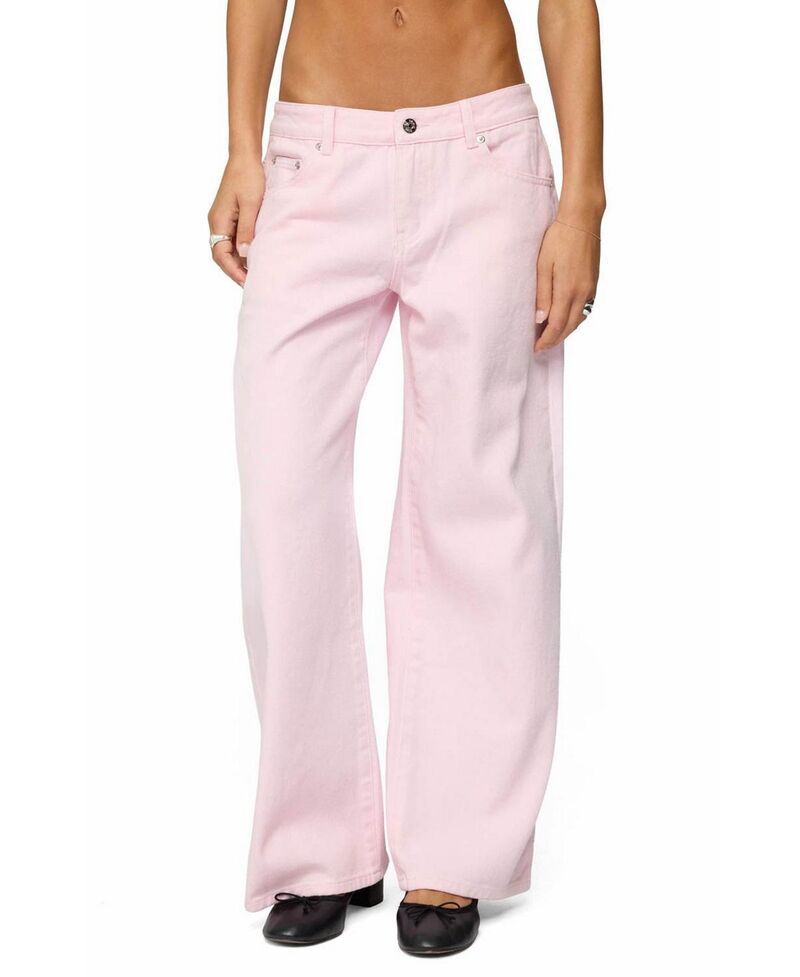 アディクテッド レディース ボトムス デニムパンツ ローライズ プチ ジーンズ Edikted Petite Roman Low Rise Jeans Pink ピンク