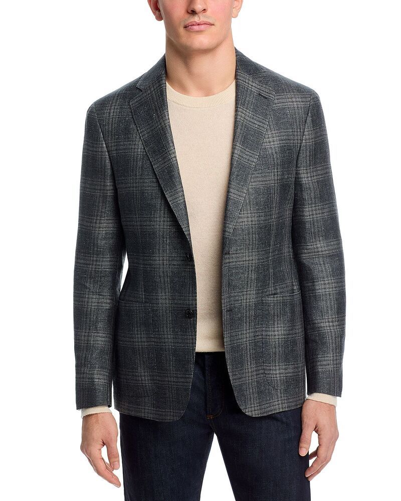 ヴィンス メンズ アウター ジャケット・ブルゾン スリムフィット ウール コート リネン Vince Linen Wool Plaid Unstructured Slim Fit Sport Coat Grey グレー