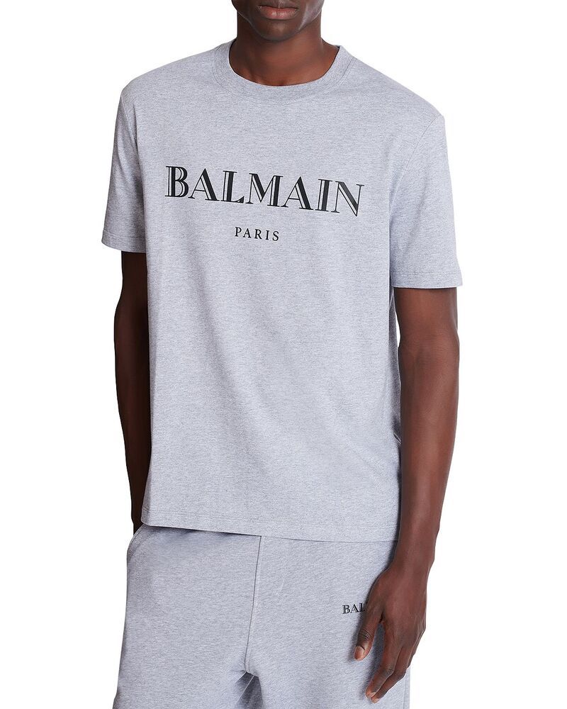 バルマン メンズ トップス Tシャツ ヴィンテージ ロゴ グラフィック Balmain Vintage Logo Graphic Tee GreyBlack ブラック
