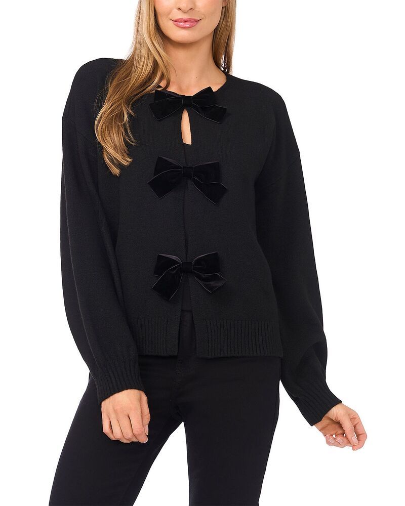 セセ レディース アウター カーディガン セーター CeCe Bow Closure Cardigan Sweaterich Black ブラック