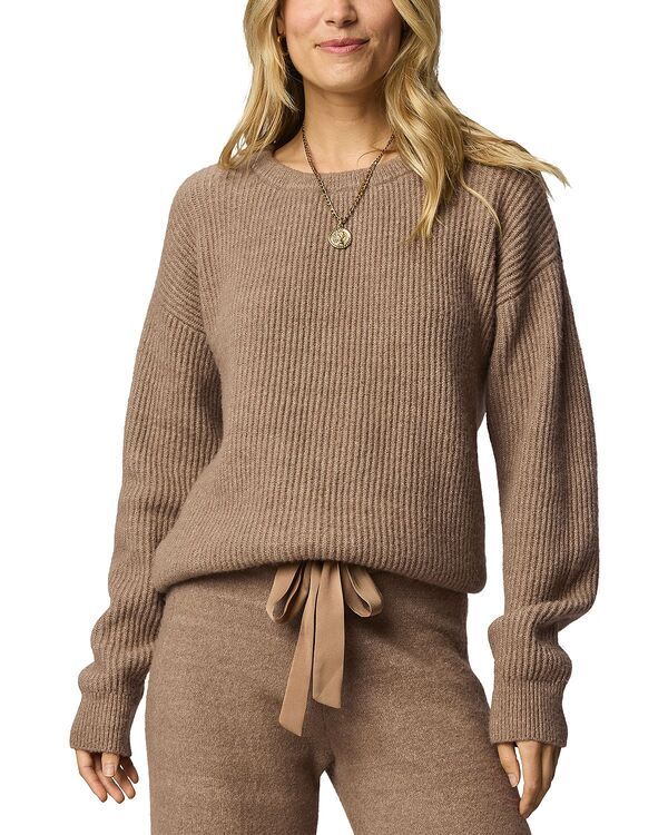 スプレンディット レディース アウター ニット・セーター サテン Splendid Stassi Satin Tie Sweater Macchiato
