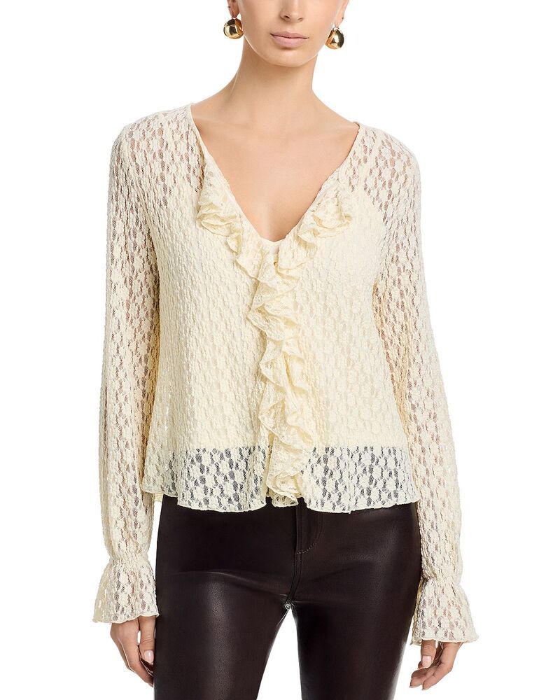 ヴェルヴェットバイグラハムスペンサー レディース トップス シャツ フリル ブラウス レース Velvet by Graham Spencer Natalie Ruffled Lace Blouse Moon