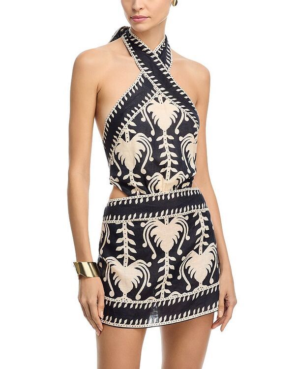 ジョアンナオッティ レディース トップス ワンピース ミニ リネン Johanna Ortiz Linen Strength Mini Dress BlackEcru エクリュ