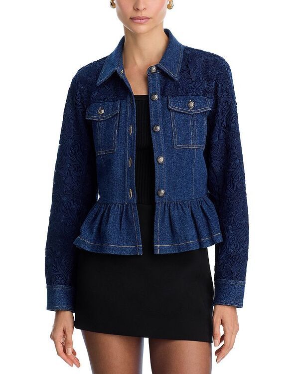 サンク セプト レディース アウター ジャケット・ブルゾン レーストリム デニム レース Cinq Sept Kerrigan Lace Trim Denim Jacket NavyOcean ネイビー