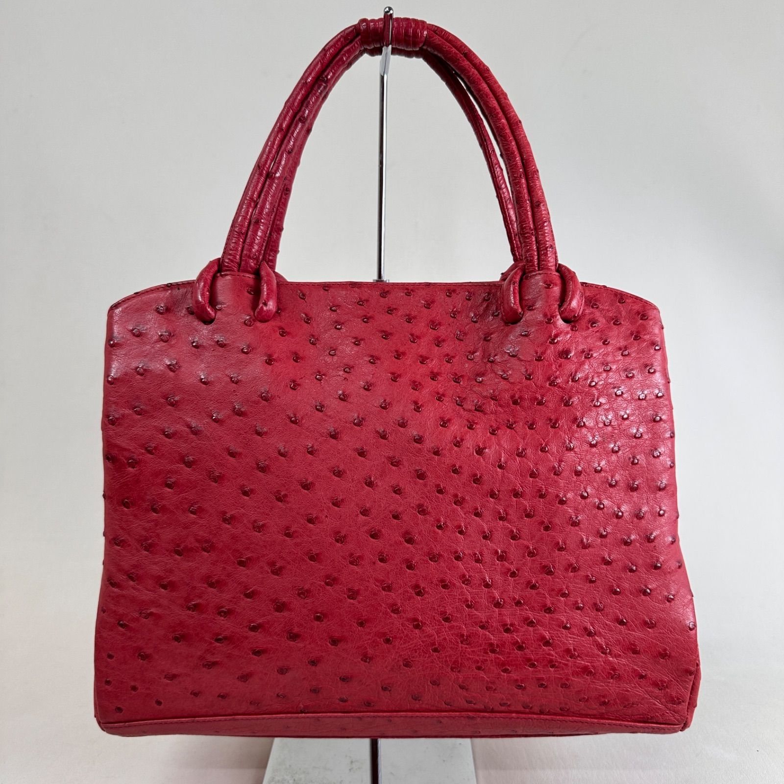 GENUINE OSTRICH LEATHER オーストリッチ 本革 ハンドバッグ 赤 11,759円