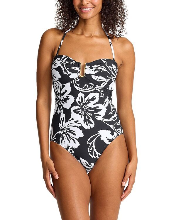 トッミーバハマ レディース 水着 上下セット Tommy Bahama Sunset Blooms Bandeau One Piece Swimsuit Black ブラック
