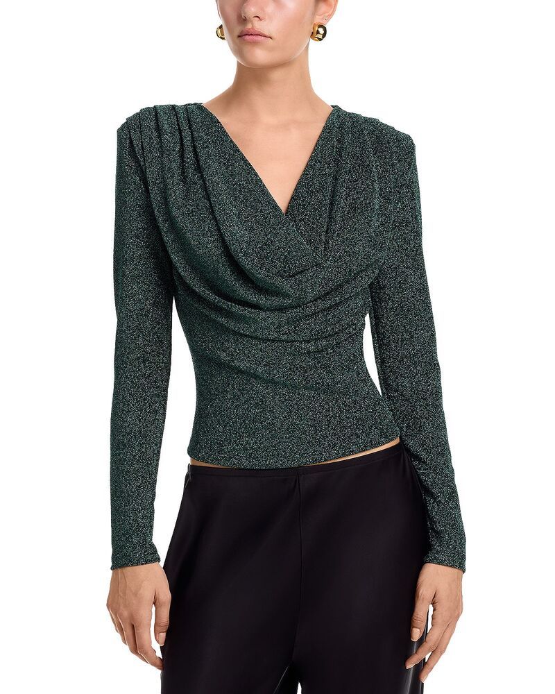 アクア レディース トップス シャツ ニット AQUA Shimmer Knit Cowl Neck Top Exclusive Green グリーン