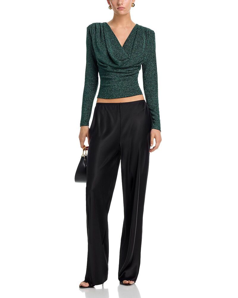 アクア レディース トップス シャツ ニット AQUA Shimmer Knit Cowl Neck Top Exclusive Green グリーン