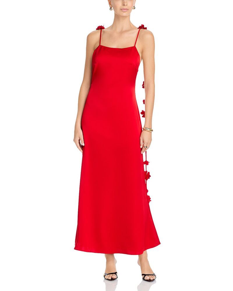 アクア レディース トップス ワンピース マキシ AQUA Flower Strap Maxi Dress Exclusive Red レッド