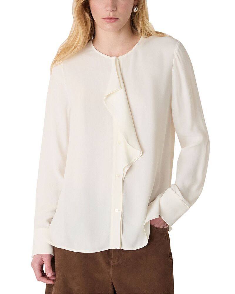 ホイッスルズ レディース トップス シャツ ドレープ フリル ブラウス Whistles Draped Ruffle Blouse Ivory アイボリー