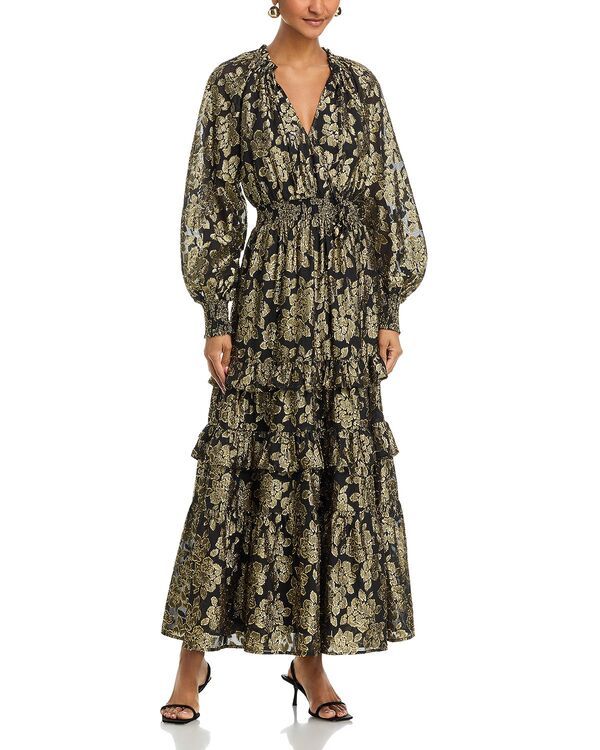 アクア レディース トップス ワンピース ティアード トール AQUA Metallic Jacquard Tieredress Exclusive BlackGold ブラック