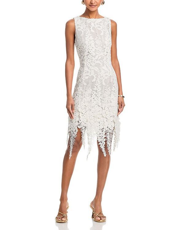 オスカー デ ラ レンタ レディース トップス ワンピース ノースリーブ レース Oscar de la Renta Sleeveless Foxgloves Guipure Lace Dress Ivory アイボリー