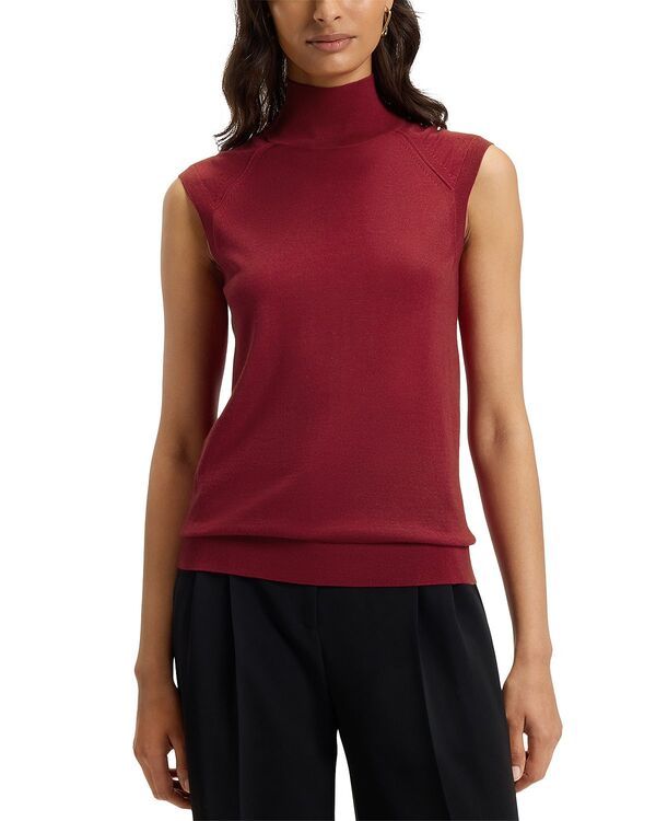 ボス レディース アウター ニット・セーター モックネック ウール ノースリーブ BOSS Fipini WoolBlend Sleeveless Mock Neck Sweater Deep Ruby ルビー