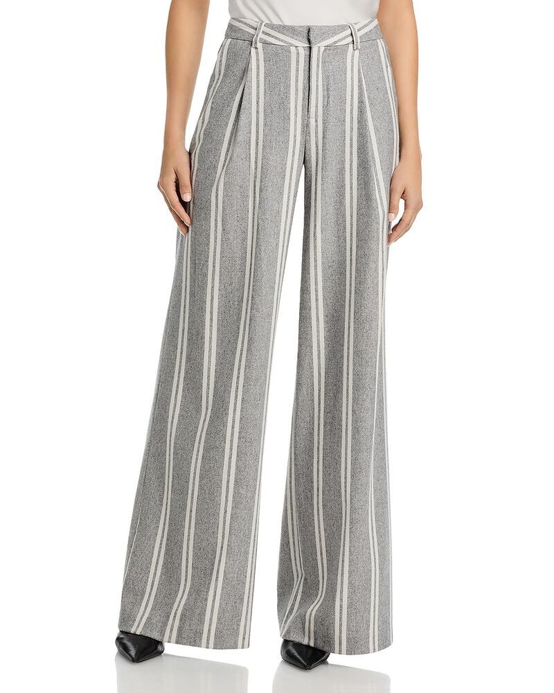 ラジャンス レディース ボトムス カジュアルパンツ LAGENCE Allanah Stripe Mid Rise Pants GreyIvory Stripe アイボリー
