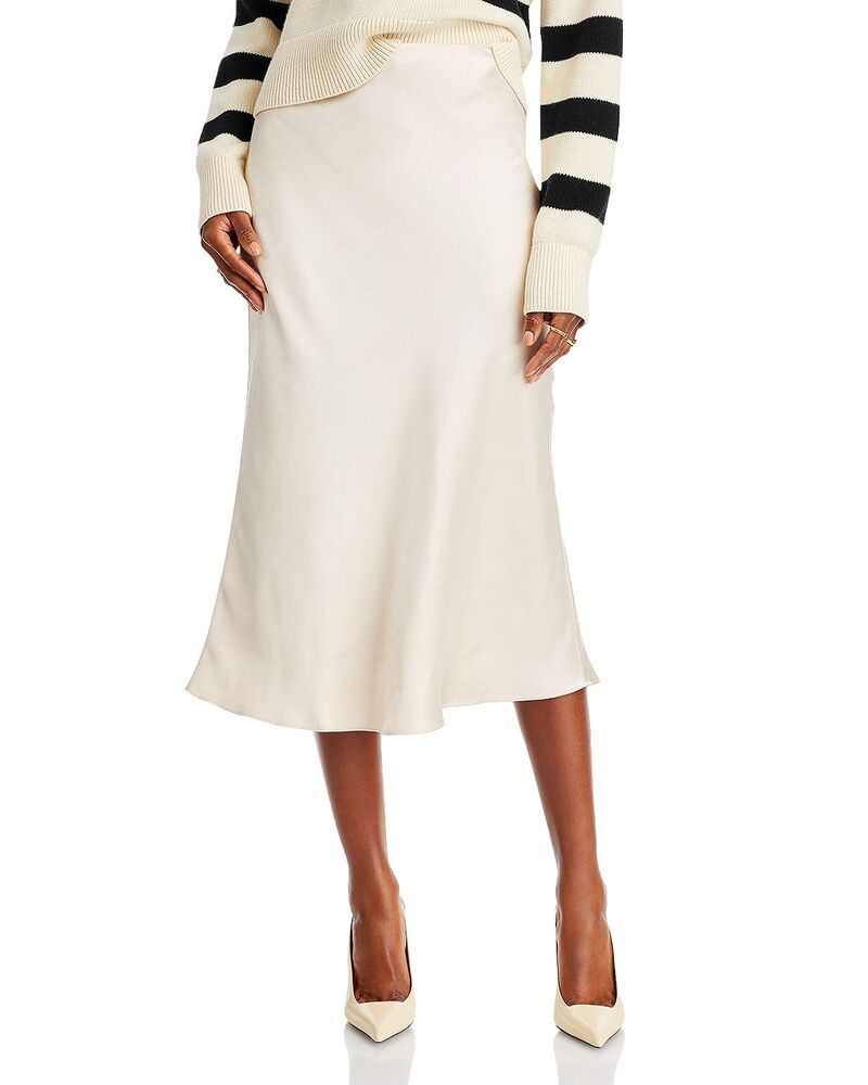 アクア レディース ボトムスカート ミディ サテン AQUA Satin Midi Slip Skirt Exclusive Champagne シャンパン