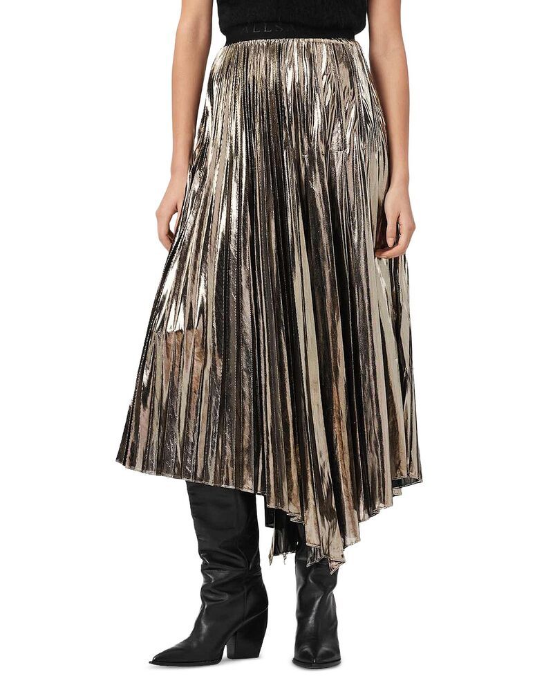 オールセインツ レディース ボトムスカート ALLSAINTS Jax Skirt Metallic Green グリーン