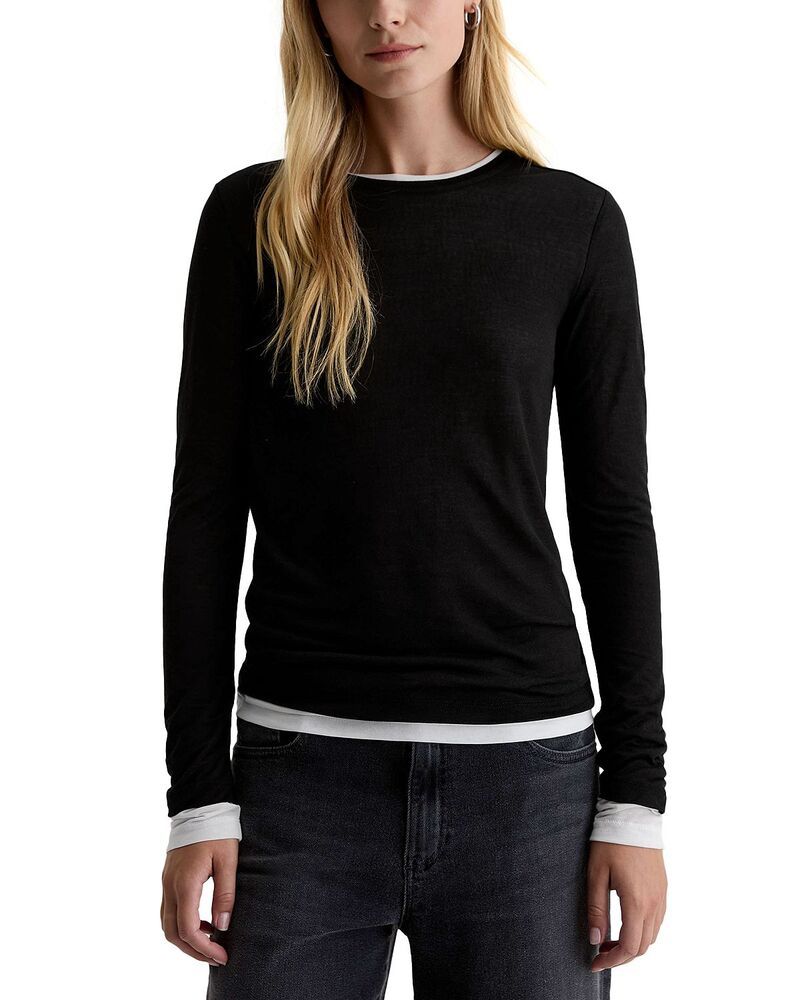 エージー レディース トップス Tシャツ AG Eleni Layered Long Sleeved Tee Super Black ブラック