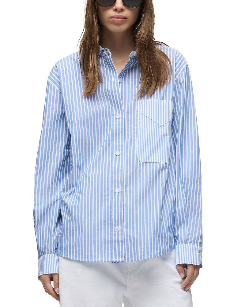 ハドソン レディース トップス シャツ ボタンダウン Hudson Oversized Button Down Shirt Blue Stripe ブルー