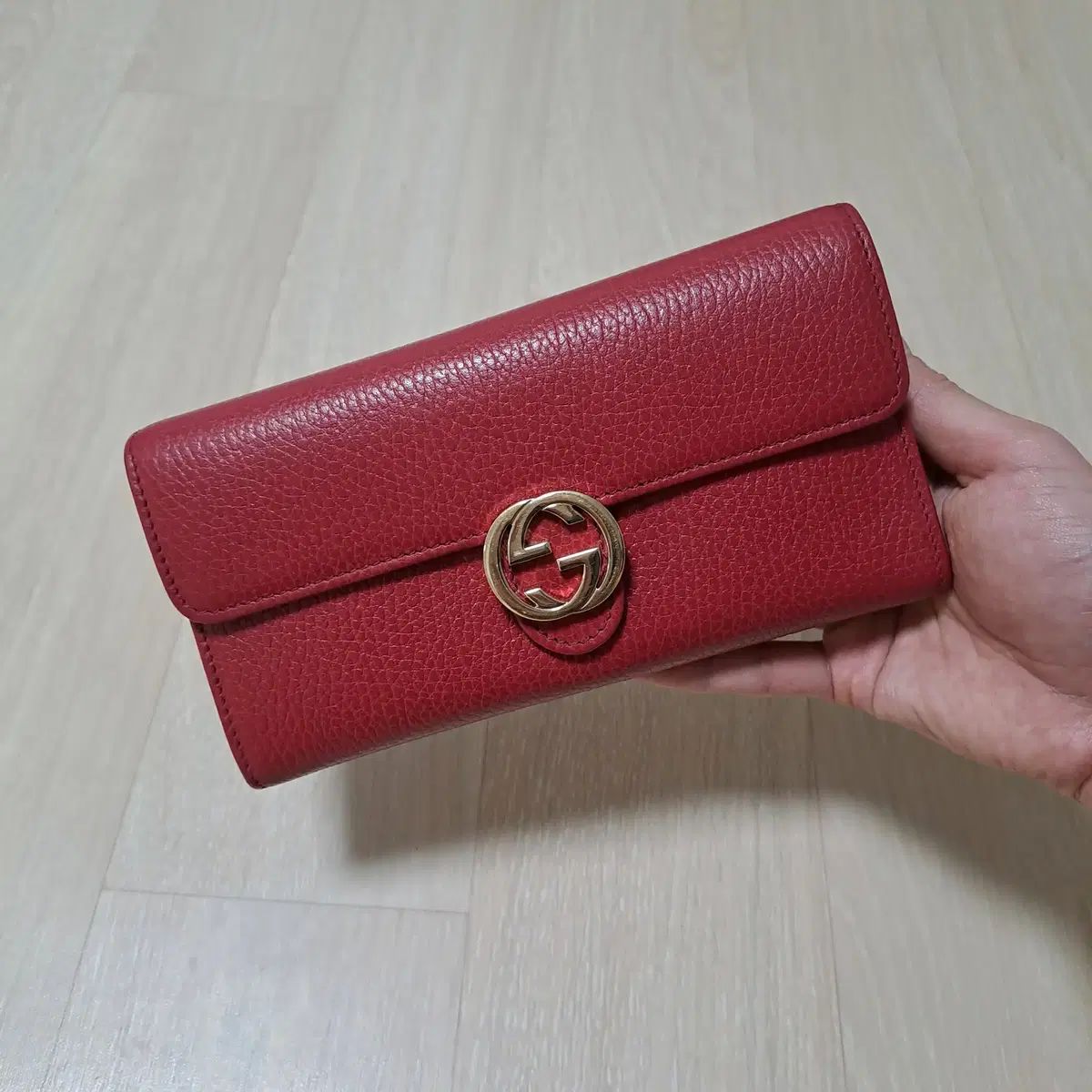 100%/正規品 グッチ インターロッキング GG 長財布 レッド
