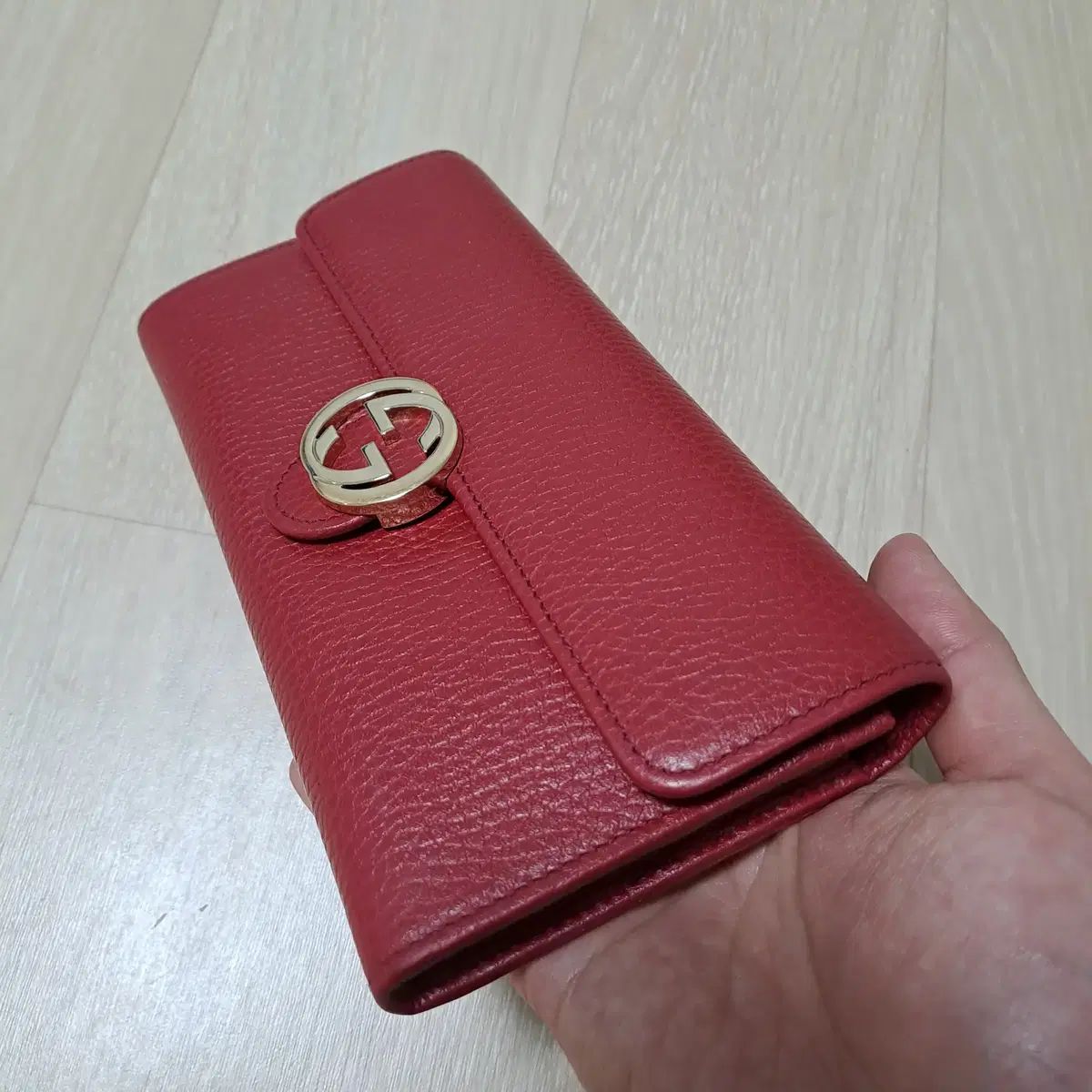 100%/正規品 グッチ インターロッキング GG 長財布 レッド