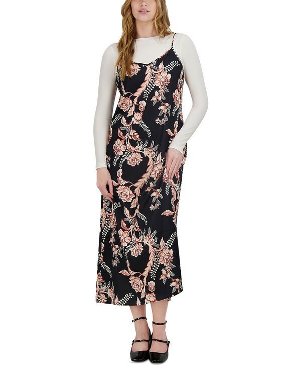 ポイント レディース トップス ワンピース A ライン サテン Point A Line Satin Slip Dress Wallpaper Floral