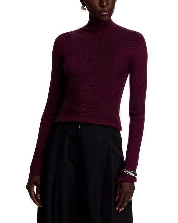 ボス レディース アウター ニット・セーター モックネック ウール BOSS Foliora Wool Mock Neck Sweater Soft Vermillion