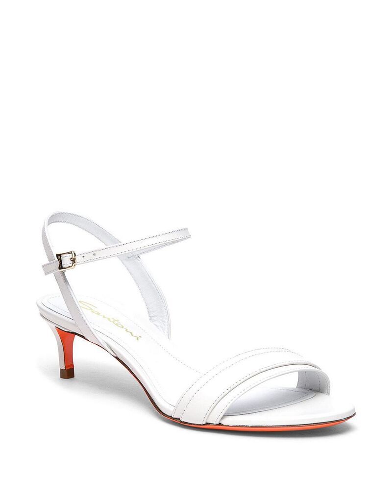サントーニ レディース シューズ サンダル レザー ヒール Santoni Womens Leather Midheel Sandals White ホワイト