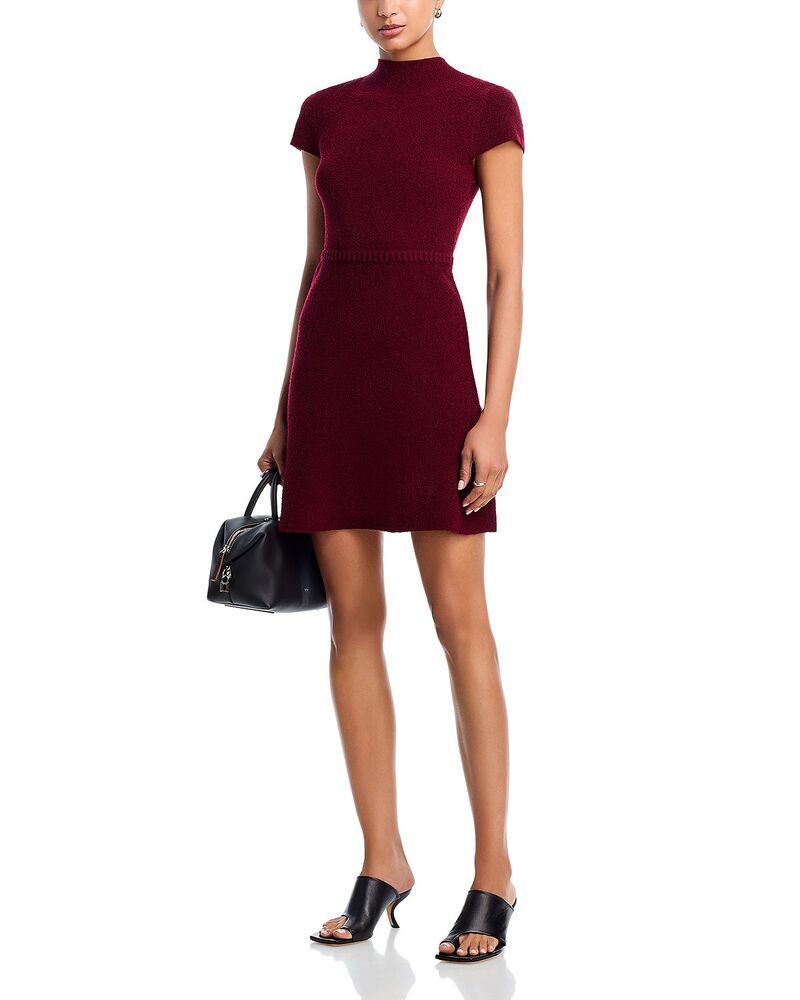 アクア レディース トップス ワンピース モックネック ミニ AQUA Boucl Mock Neck Mini Dress Exclusive Dark Cherry