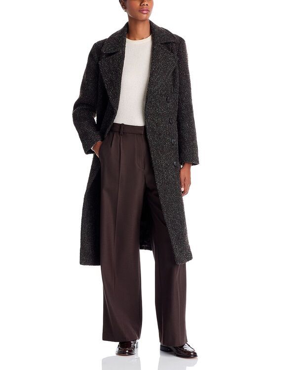 ベルナルド レディース アウター コート ツイード Bernardo Belted Tweed Coat Brown ブラウン