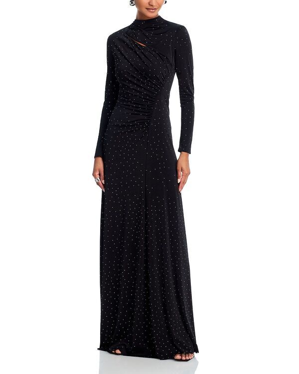 アクア レディース トップス ワンピース AQUA Long Sleeve Studded Gown Exclusive Black Silver ブラック
