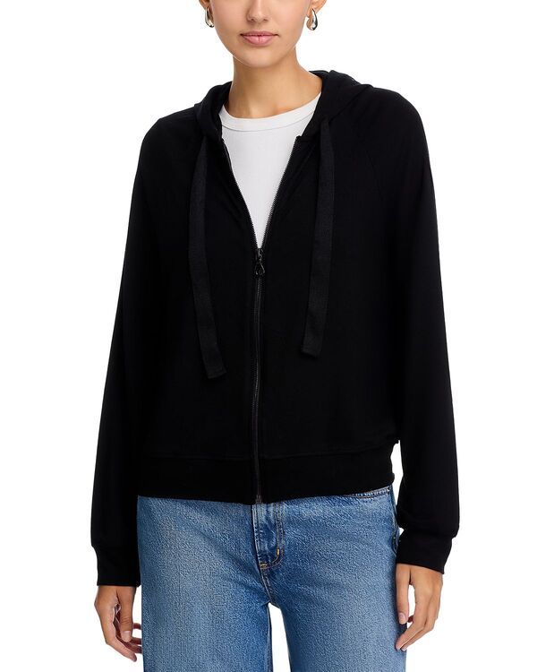 マジェスティック レディース アウター パーカー・スウェット Majestic Filatures Cashmere Zip Front Hoodie Noir