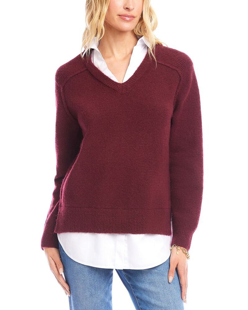 カレンケーン レディース アウター ニット・セーター Karen Kane Layered Look Sweater Wine ワイン