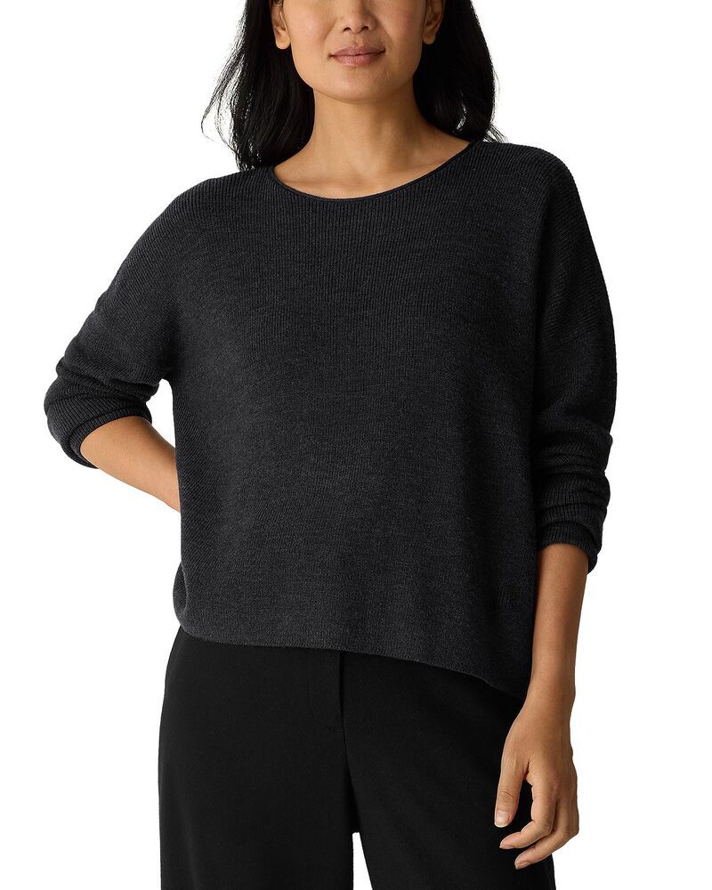 エイリーンフィッシャー レディース アウター ニット・セーター クルーネック ウール Eileen Fisher Crewneck Wool Sweater Charcoal チャコール