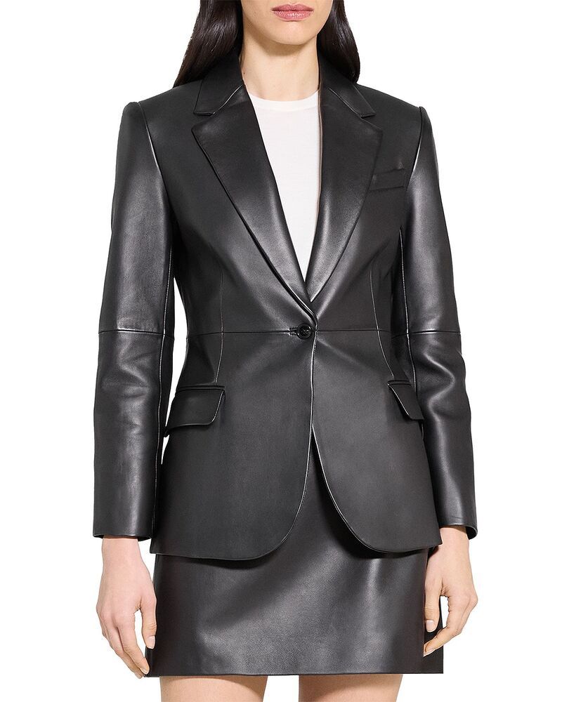 セオリー レディース アウター ジャケット・ブルゾン ブレザー Theory Lynnia Leather Blazer Black ブラック