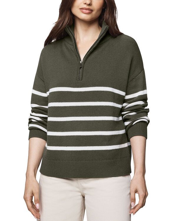 スプレンディット レディース アウター ニット・セーター ハーフジップ Splendid Georgie Stripe Quarter Zip Sweater Green Spruce グリーン