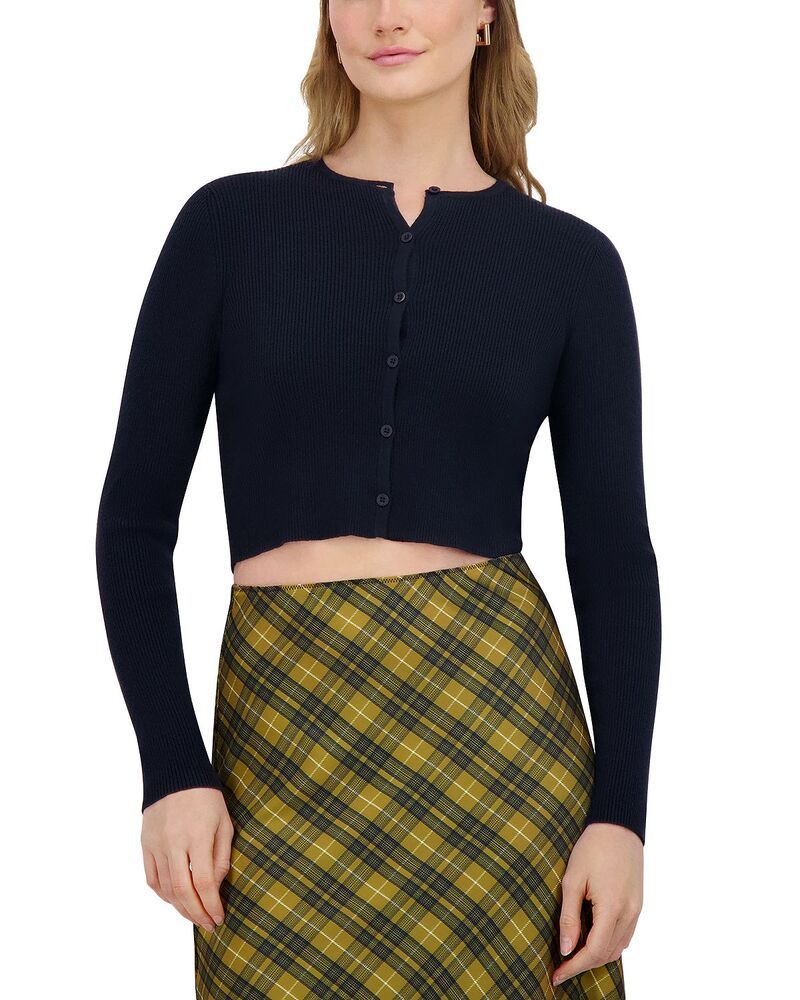 ポイント レディース アウター カーディガン クルーネック セーター クロップド ニット Point Knit Crewneck Cropped Cardigan Sweater Navy ネイビー