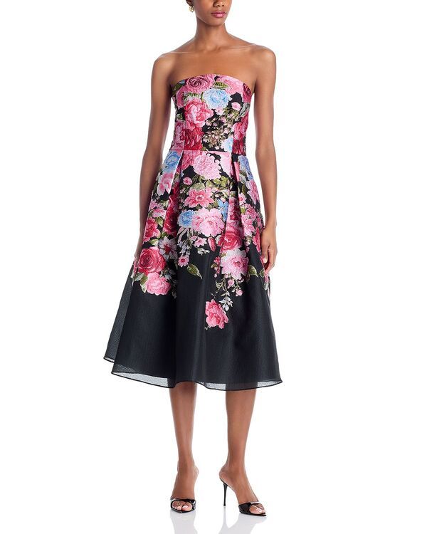 エリザジェイ レディース トップス ワンピーストラップレス Eliza J Strapless Brocade Dress Blck Multi マルチカラー