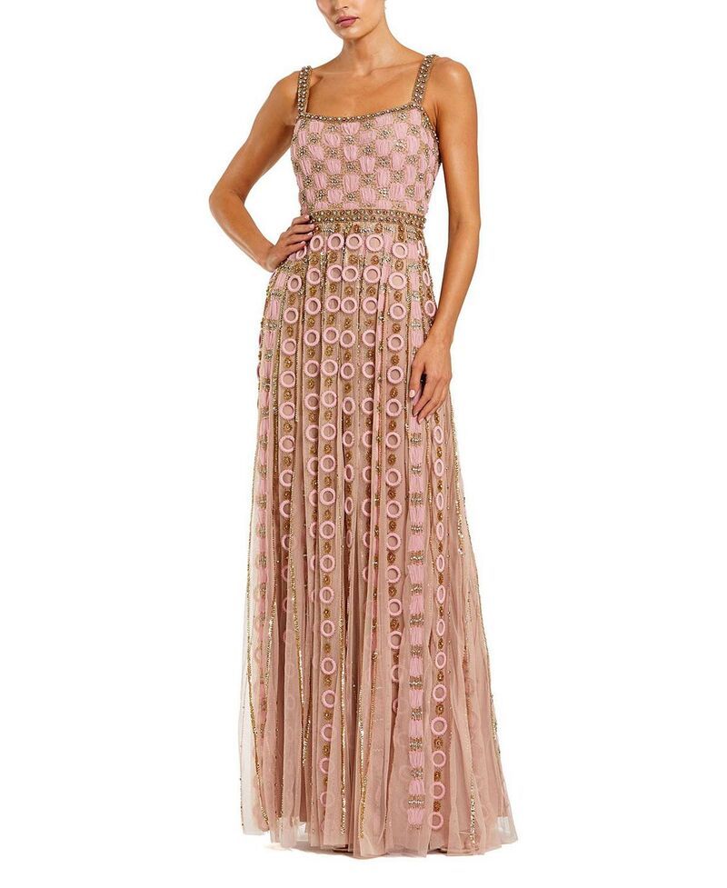 マックダガル レディース トップス ワンピース A ライン メッシュ ノースリーブ Mac Duggal Sleeveless Mesh Embellished A Line Gown Rose