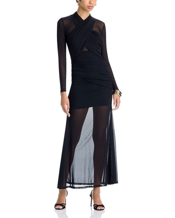 バードット レディース トップス ワンピース メッシュ マキシ Bardot Marice Mesh Maxi Dress Black ブラック