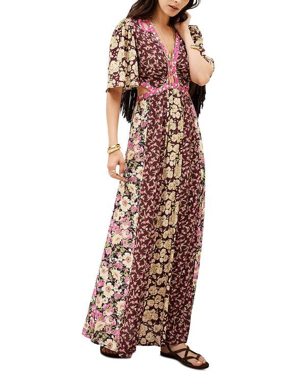 バッシュ レディース トップス ワンピース フラワー柄 プリント フラワー bash Ilma Floral Print Dress Burgundy バーガンディ