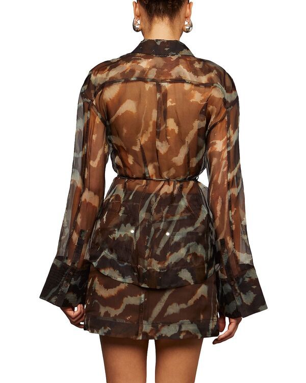 アムール レディース トップス シャツ シアー シルク ブラウス Amur Clea Sheer Silk Blouse Aerial Terrain