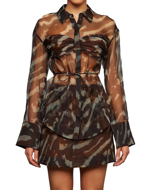アムール レディース トップス シャツ シアー シルク ブラウス Amur Clea Sheer Silk Blouse Aerial Terrain