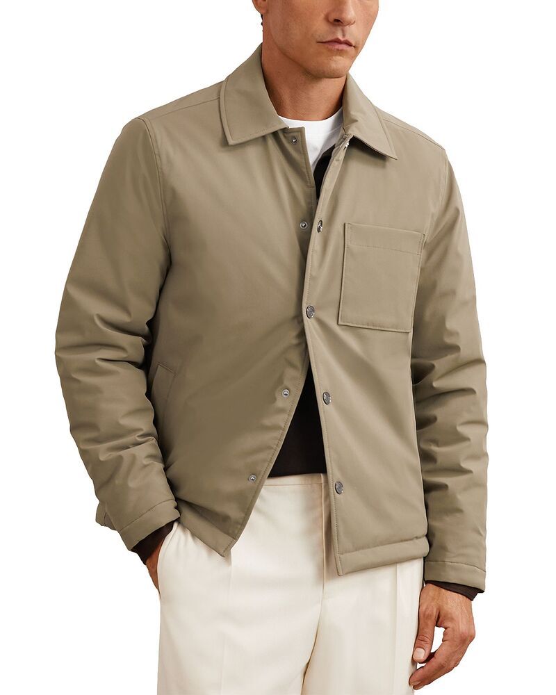 レイス メンズ トップス シャツ ナイロン REISS Parker Long Sleeve Nylon Patch Pocket Overshirt Olive Green グリーン